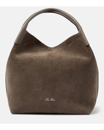 Loro Piana Bale Medium Suede Tote Bag - Brown