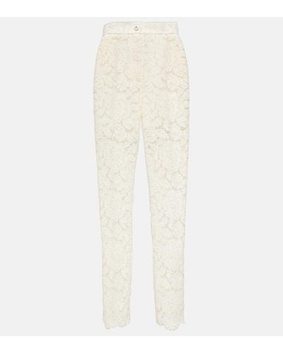 Dolce & Gabbana Pantalones de encaje de tiro alto - Blanco