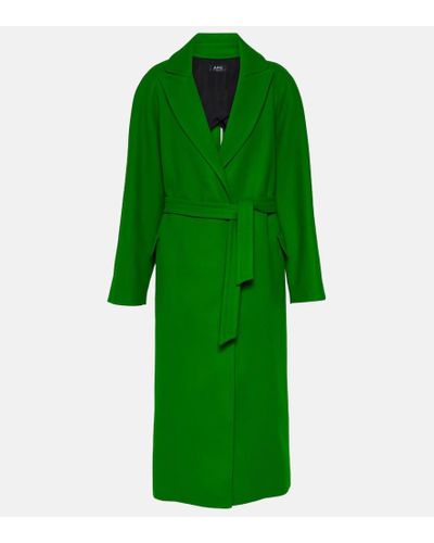 A.P.C. Florence Wool-blend Wrap Coat - Green