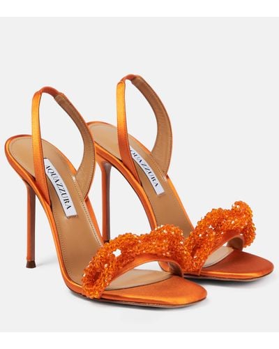 Orange chain cheap heels