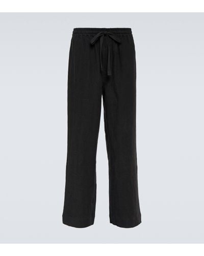 Commas Wide-leg Linen Trousers - Black