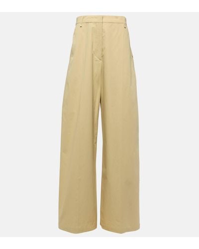 Sportmax Gebe Low-rise Cotton Wide-leg Trousers - Natural