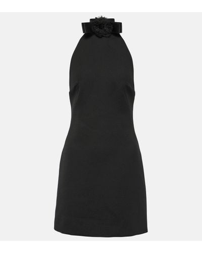 Dolce & Gabbana Robe en laine vierge a fleurs - Noir
