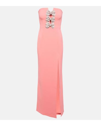 Rebecca Vallance Robe longue Brittany Bow en crepe a ornements - Rose