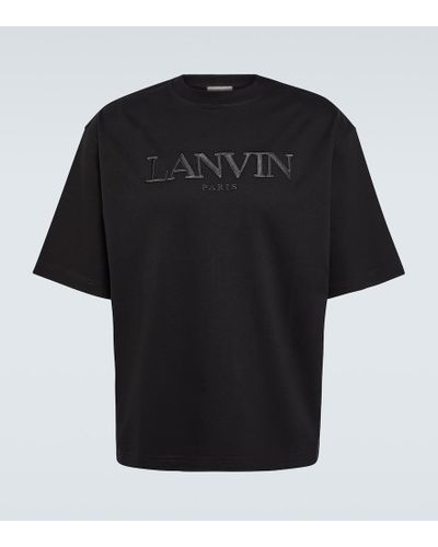 Lanvin T-shirt in cotone con logo ricamato - Nero
