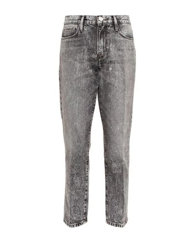 FRAME Mid-Rise Straight Jeans Le Nouveau - Grau