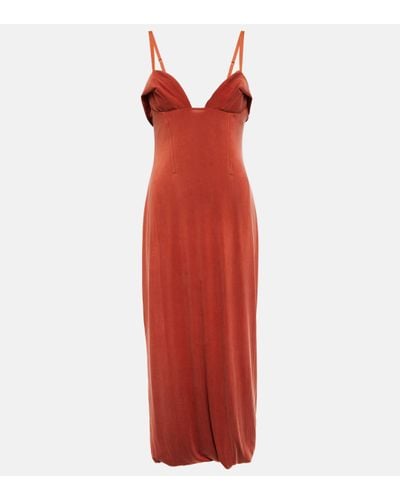 Jacquemus Praia Bustier-neck Midi Dress - Red