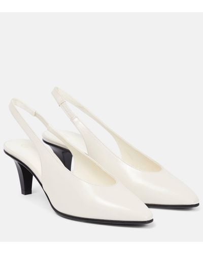 Loro Piana Rebecca Leather Slingback Court Shoes - White