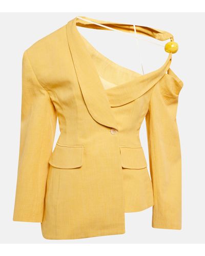 Jacquemus La Veste Baska Linen-blend Blazer - Yellow