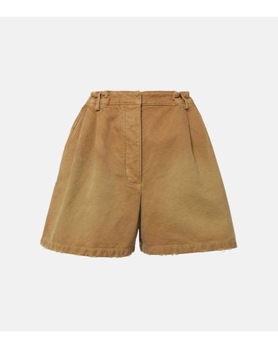 Prada Cotton Canvas Shorts - Natural