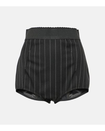Dolce & Gabbana Pinstripe Wool-blend Shorts - Black