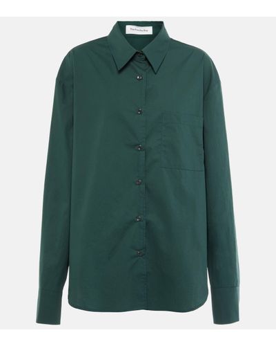 Frankie Shop Lui Cotton Poplin Shirt - Green