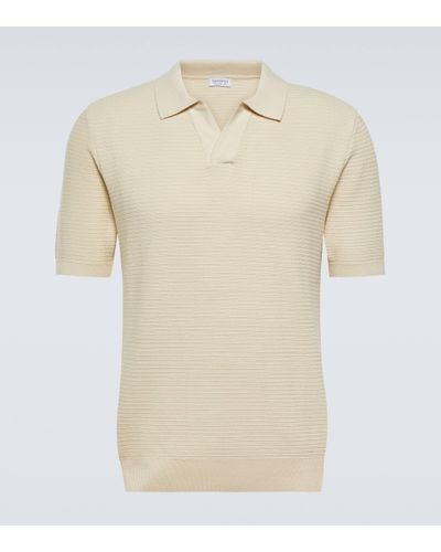 Sunspel Textured Cotton Polo Shirt - Natural