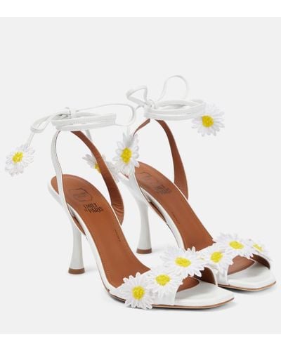 Malone Souliers X Emily In Paris Mindy Embellished Leather Sandals - White