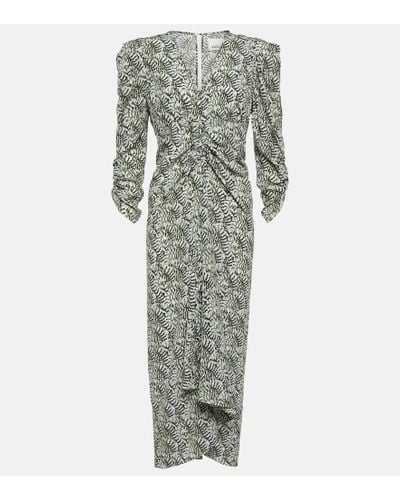 Isabel Marant Albiniga Printed Silk-blend Midi Dress - Gray