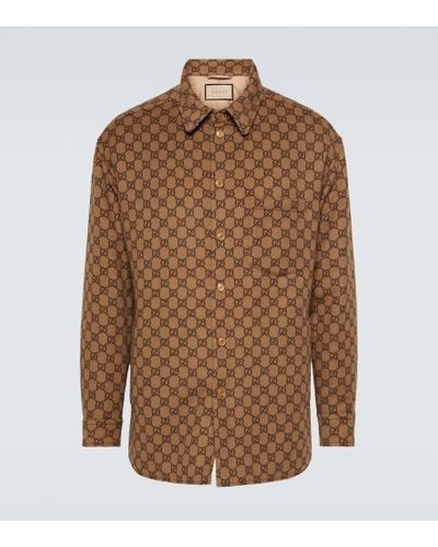 Gucci GG Supreme Flannel Shirt Jacket - Brown