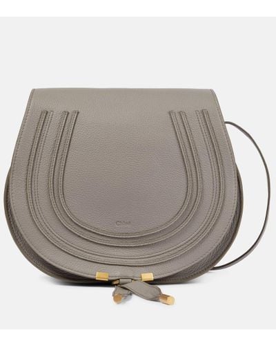 Chloé Marcie Medium Leather Crossbody Bag - Gray