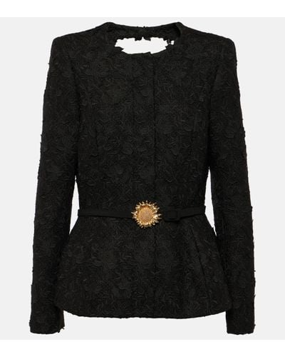 Oscar de la Renta Embroidered Jacket - Black
