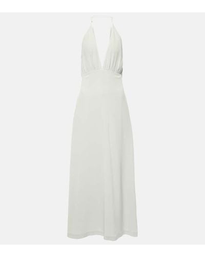 Totême Halterneck Silk Crepe De Chine Maxi Dress - White