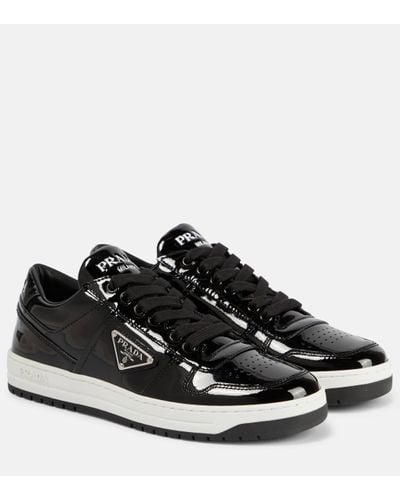 Prada Downtown Patent Leather Trainers - Black