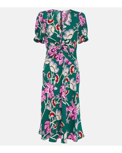 Diane von Furstenberg Anaba Floral Crepe Midi Dress - Green