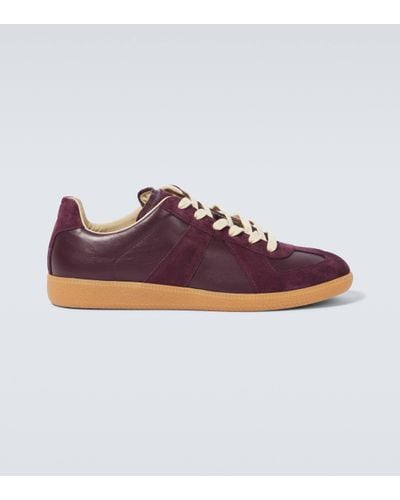 Maison Margiela Replica Leather And Suede Trainers - Purple