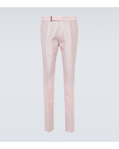 Tom Ford Atticus Ll Wool And Silk Suit Trousers - Natural