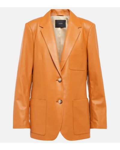 JOSEPH Jacques Leather Blazer - Orange