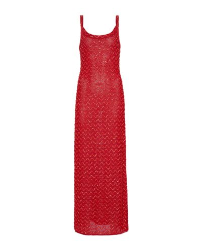 Missoni Sequined Knit Midi Dress - Red