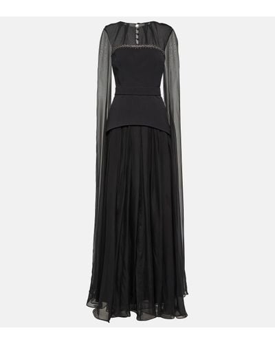 Safiyaa Gloria Silk And Crepe Gown - Black
