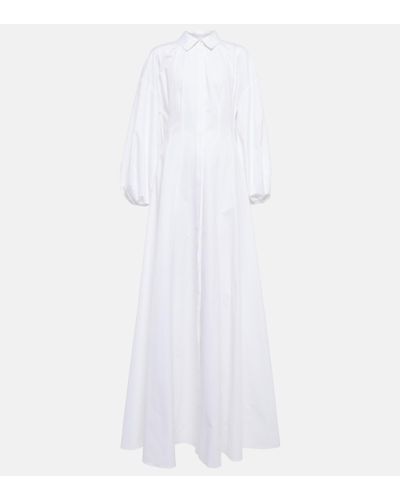 Carolina Herrera Puff-sleeve Belted Gown - White