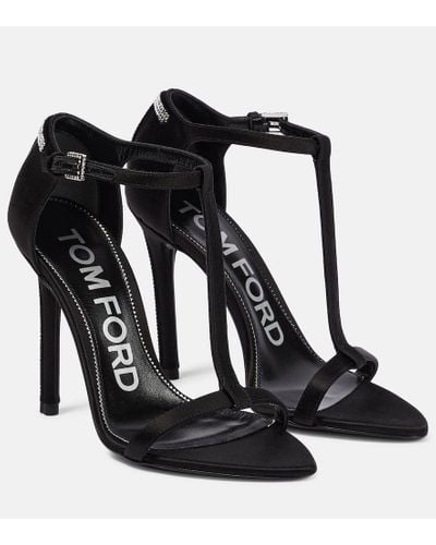 Tom Ford T Crystal-embellished Satin Sandals - Black