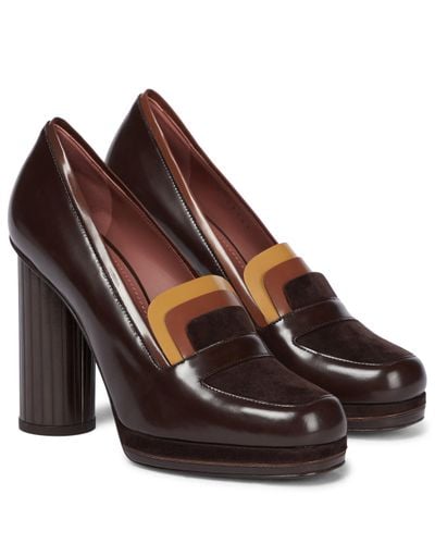 Loro Piana Eleonora Leather Court Shoes - Brown