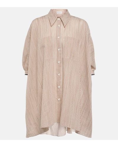Brunello Cucinelli Striped Cotton And Silk-blend Shirt - Natural
