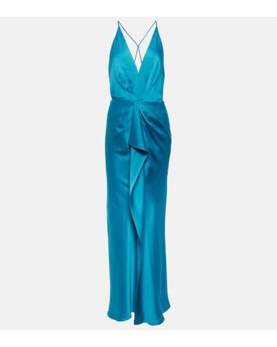Jonathan Simkhai Vestido Giana de saten drapeado - Azul