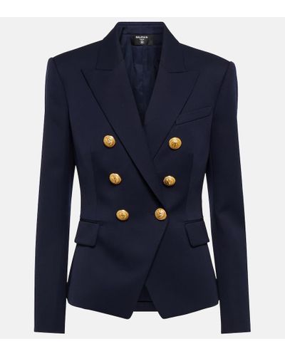 Balmain Six Button Slim Wool Jacket - Blue