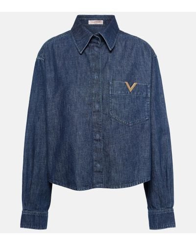 Valentino Camicia in chambray di cotone - Blu