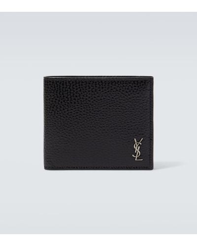 Saint Laurent Tiny Cassandre East/west Leather Wallet - Black
