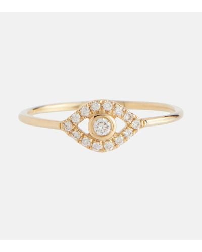 Sydney Evan Evil Eye 14kt Gold Ring With Diamonds - Natural