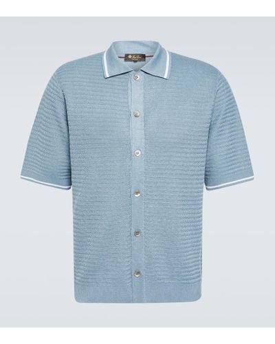 Loro Piana Linen Polo Top - Blue