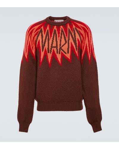 Marni Pullover aus Woll-Jacquard - Rot