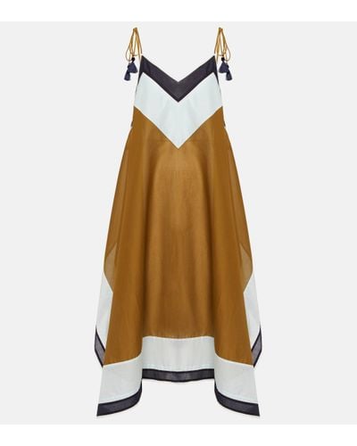 Tory Burch Colorblocked Cotton Maxi Dress - Natural