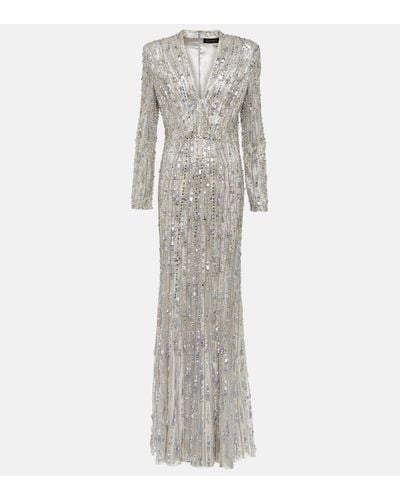 Jenny Packham Vivien Embellished Gown - Grey