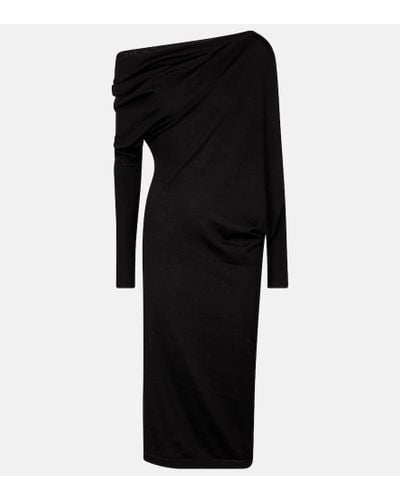 Tom Ford Vestido midi de mezcla de cachemir - Negro