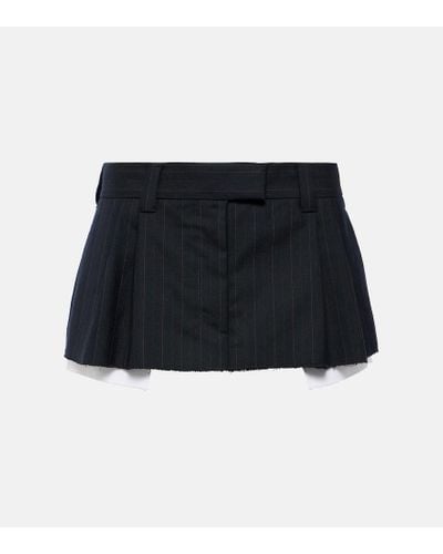 Miu Miu Minifalda de lana de raya diplomatica - Negro