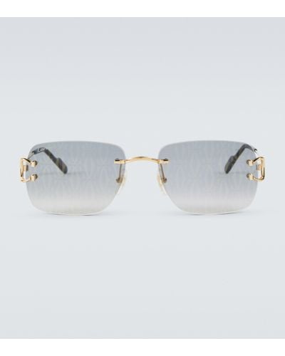 Icebox - Cartier Glasses Iced Out Diamonds Rimless Wood - Brown Fade -  3.00ctw - Yellow Gold
