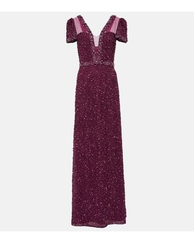 Jenny Packham Embellished Gown - Purple