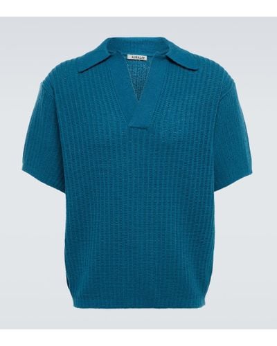 AURALEE Top in lana e cotone a coste - Blu