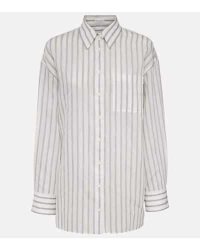 Brunello Cucinelli Oversize-Hemd aus Baumwolle und Seide - Weiß