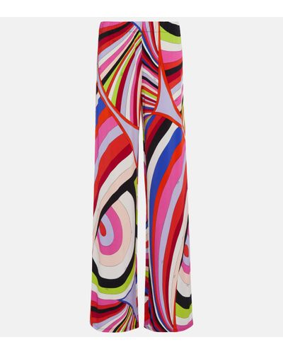 Emilio Pucci Printed Jersey Trousers - Red